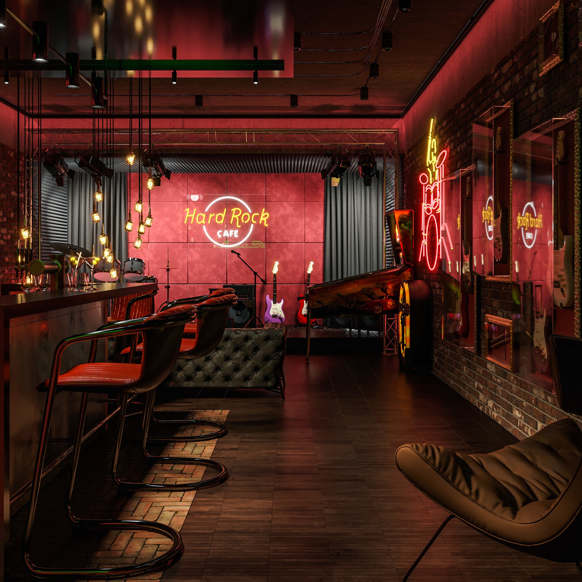 architekt krotowski Wnętrze klubu Hard Rock Cafe